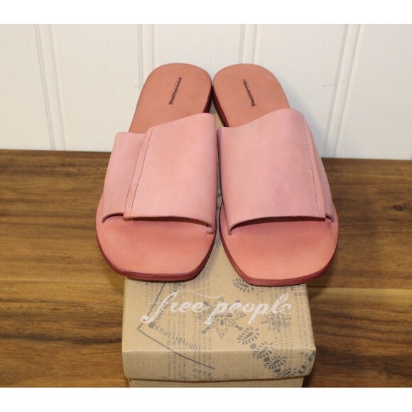 Free People Shoes - Free People Verona Slide Sandal Watermelon Pink Leather Boho Flats Size 39.5‎ 9